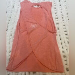 Savage Barbell light pink/Coral Muscle Tee with criss cross back Size small